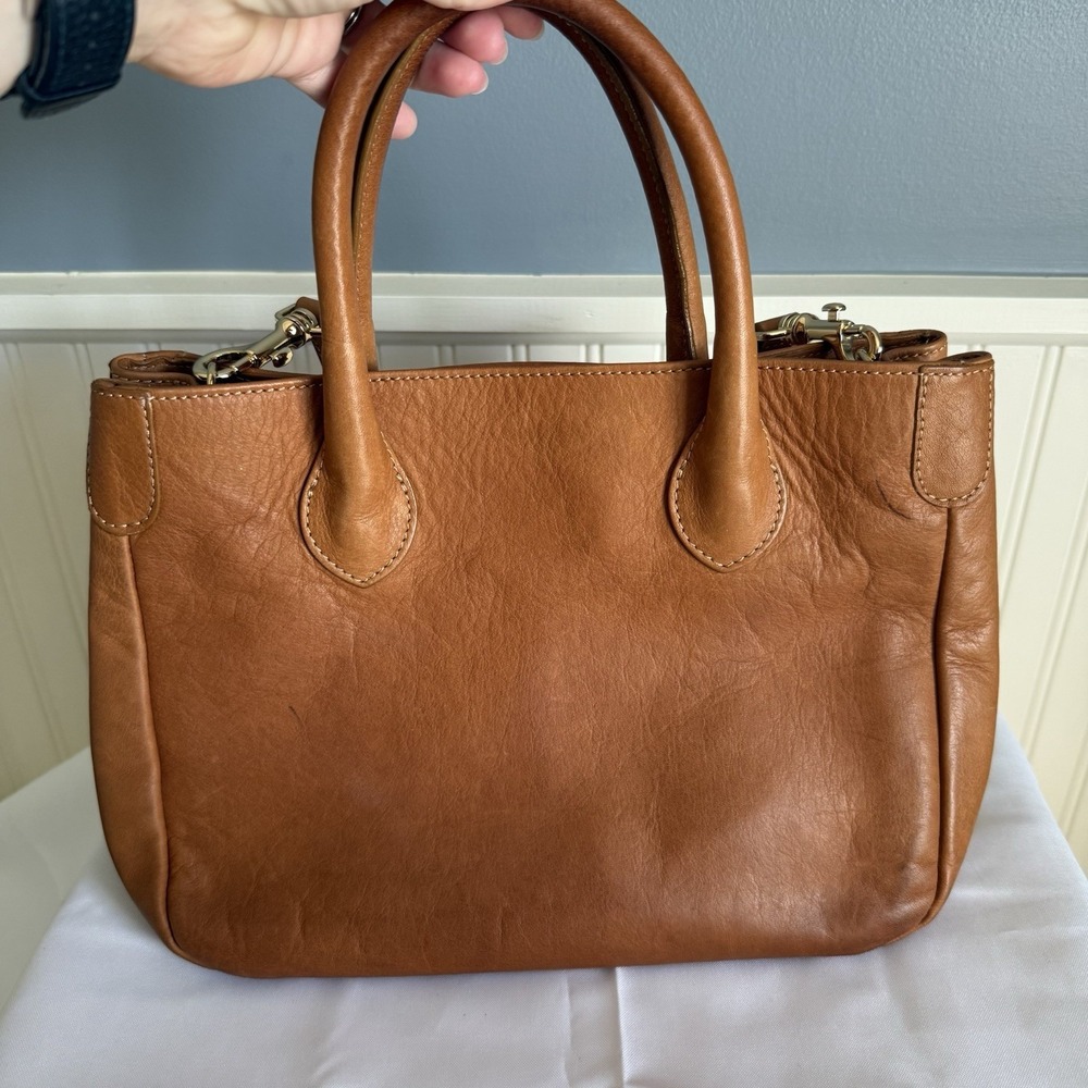 Mark and Graham Elisabetta Brown Leather Tote Purse Shoulder Crossbody Bag Italy